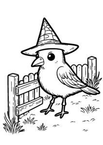 Petite corneille au chapeau de sorcière