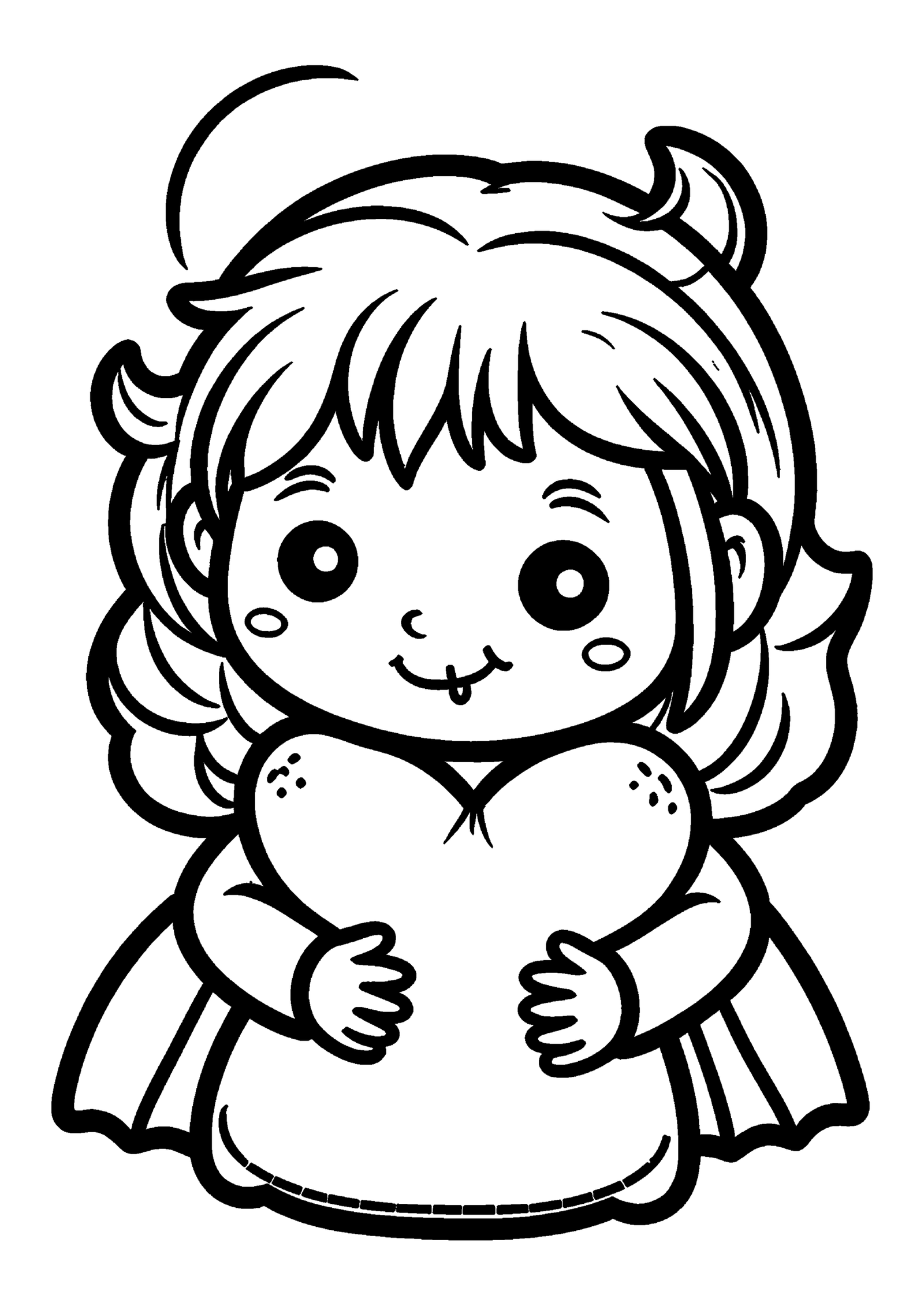 Coloriage Petite fille vampire, variante 3