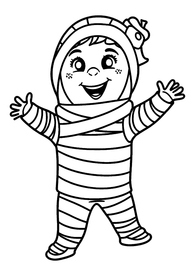 Coloriage Petite momie rigolote à imprimer gratuitement
