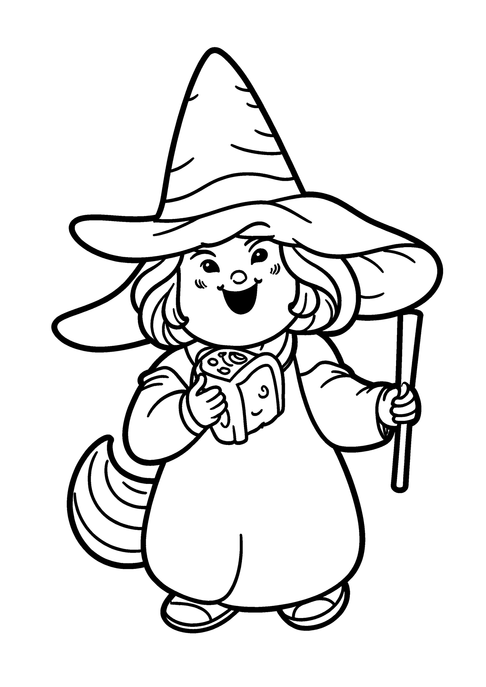 Coloriage Petite sorcière au pain et miel, variante 2