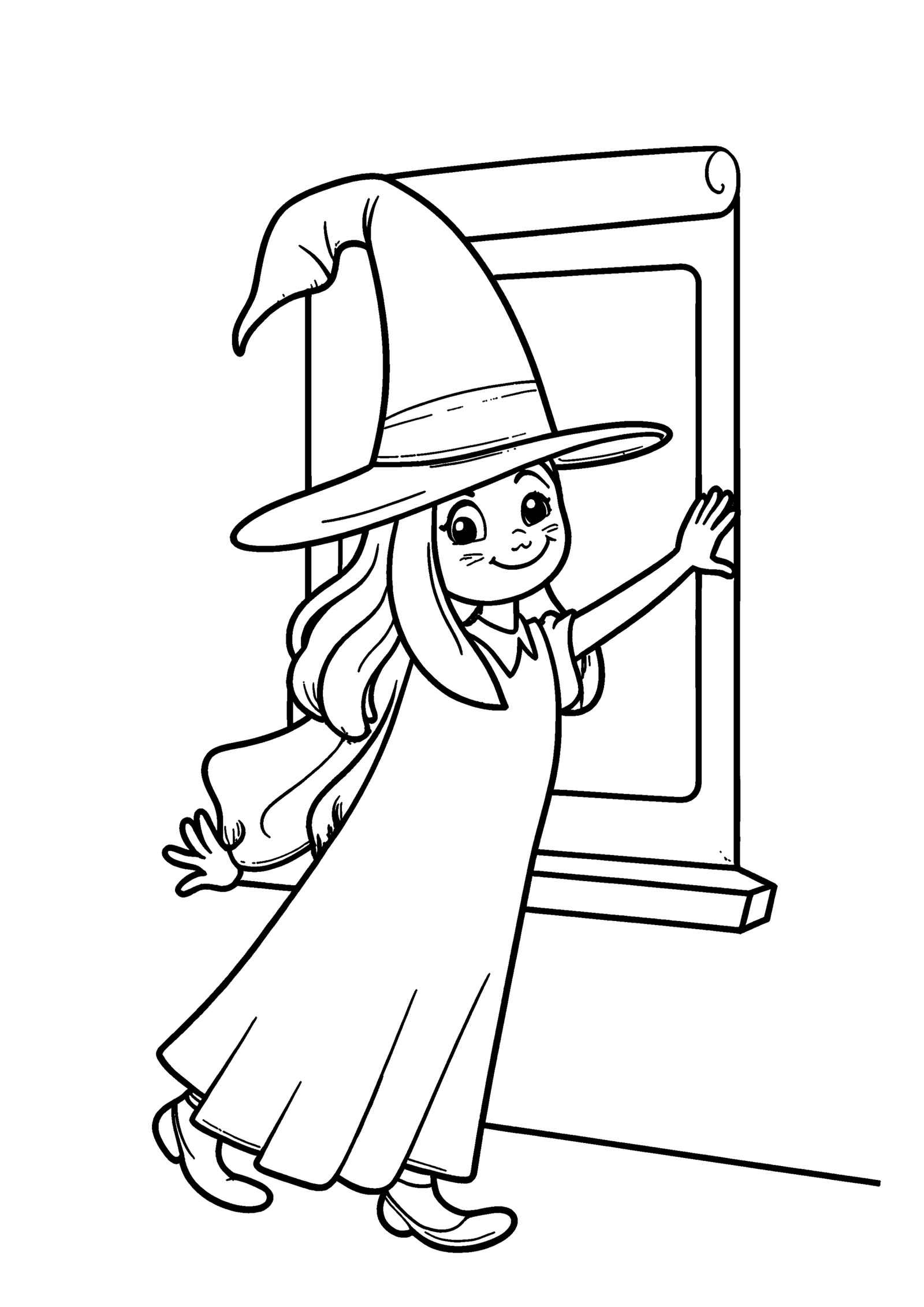 Coloriage Petite sorcière joyeuse à imprimer