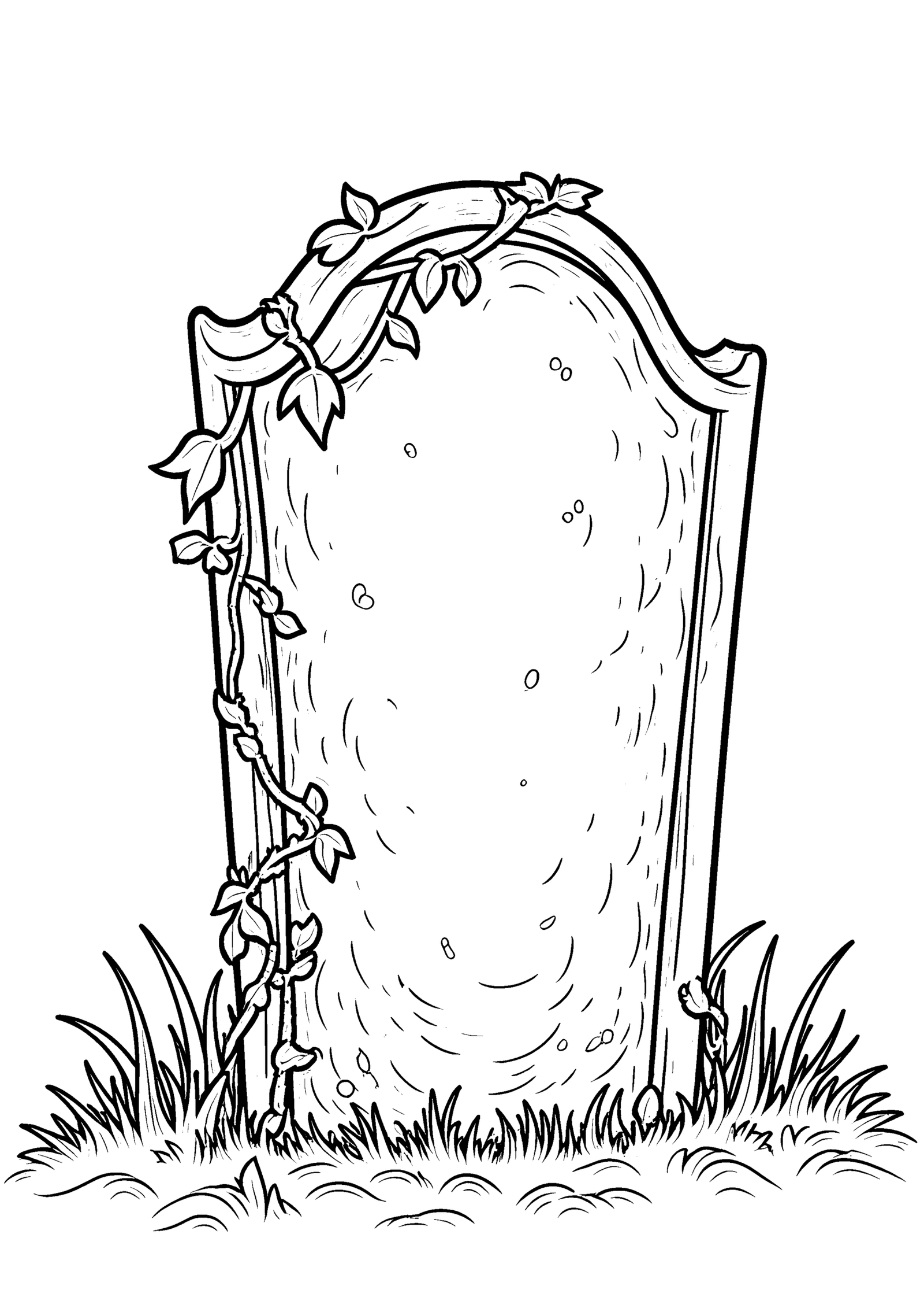 Coloriage Pierre tombale brisée, variante 2