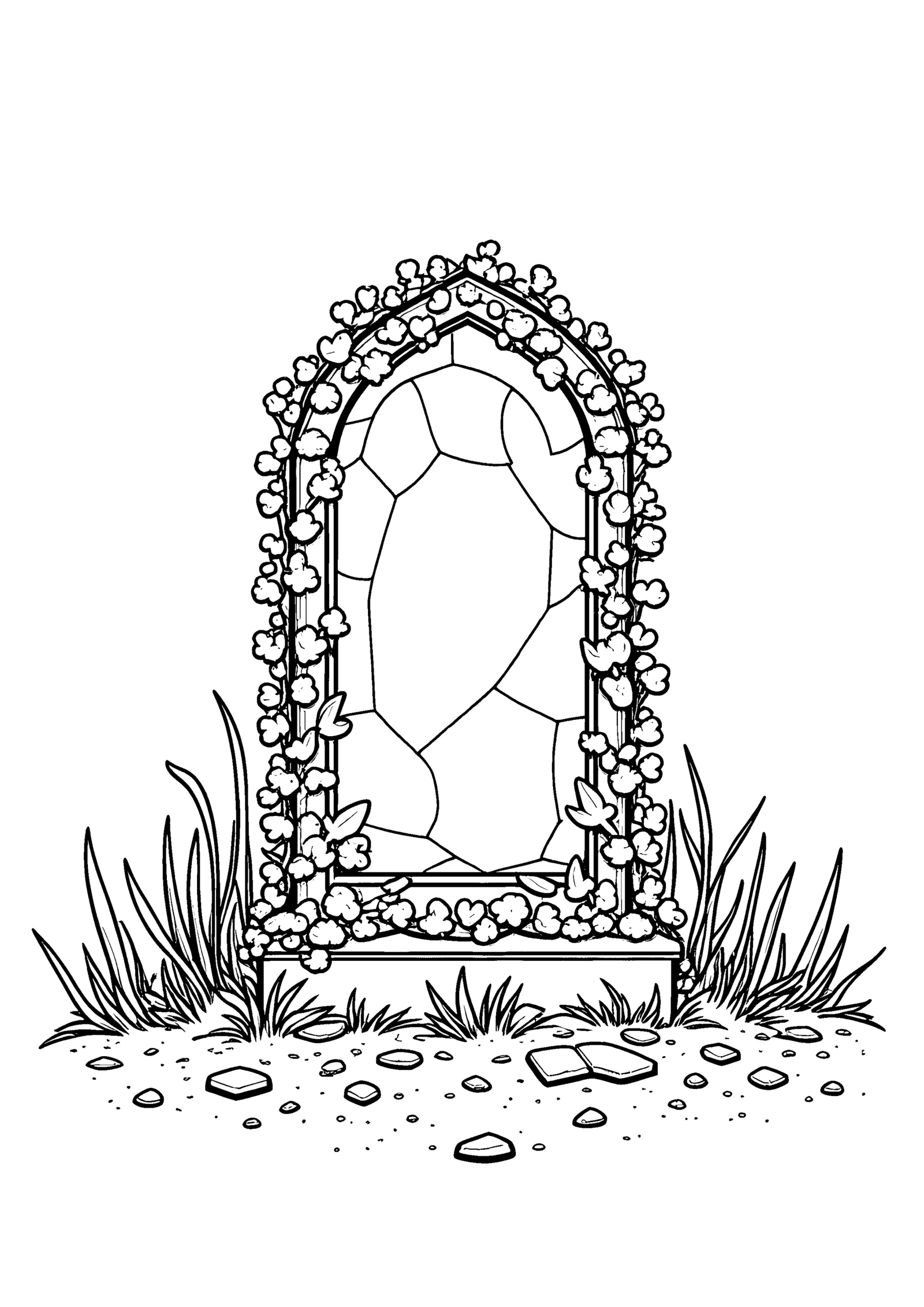 Coloriage Pierre tombale brisée, variante 3