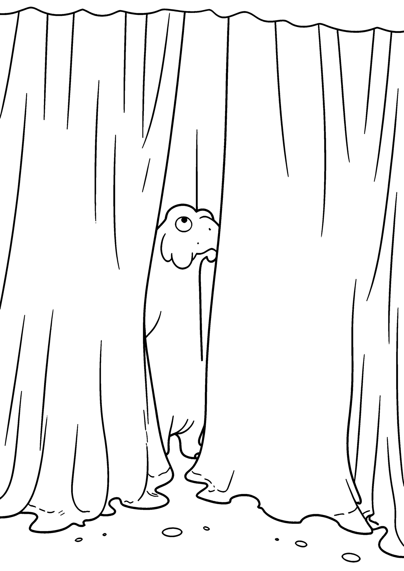 Coloriage Silhouette derrière le rideau poussiéreux, variante 2