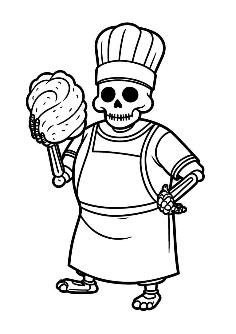 Coloriage Squelette boulanger au pan de muerto à imprimer gratuitement