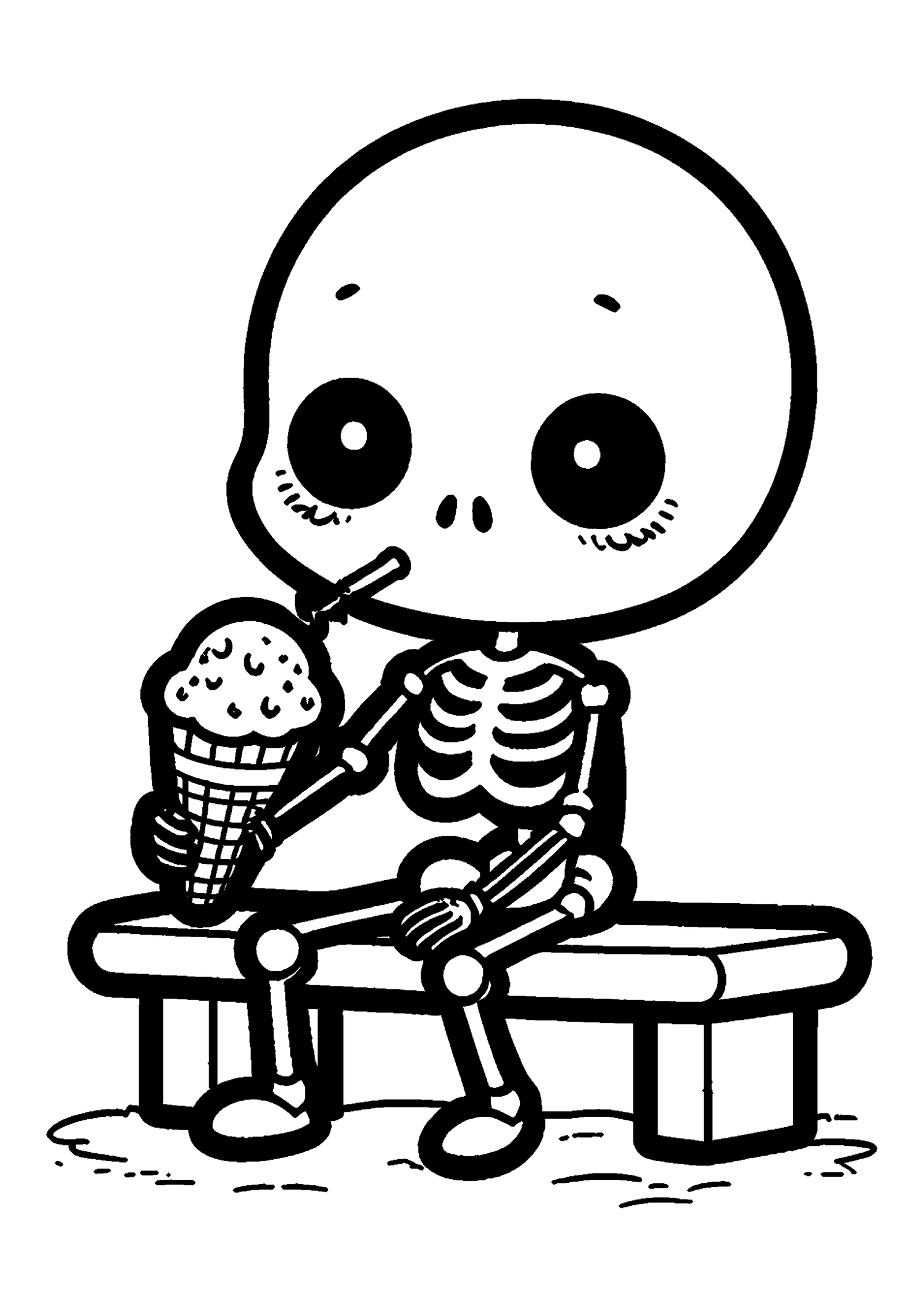 Coloriage Squelette enfant à la glace à imprimer