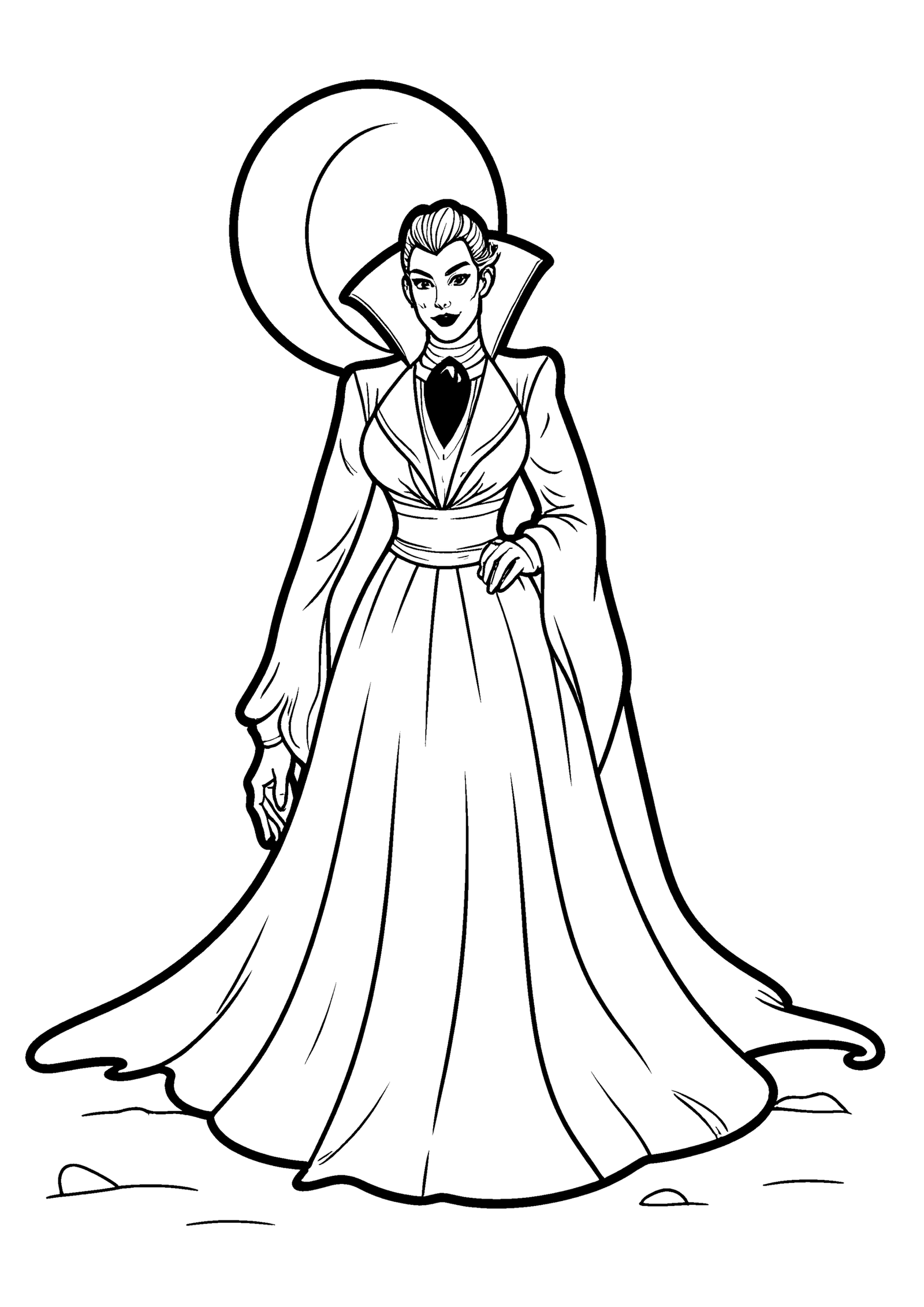 Coloriage Vampire à haut col et broche à imprimer