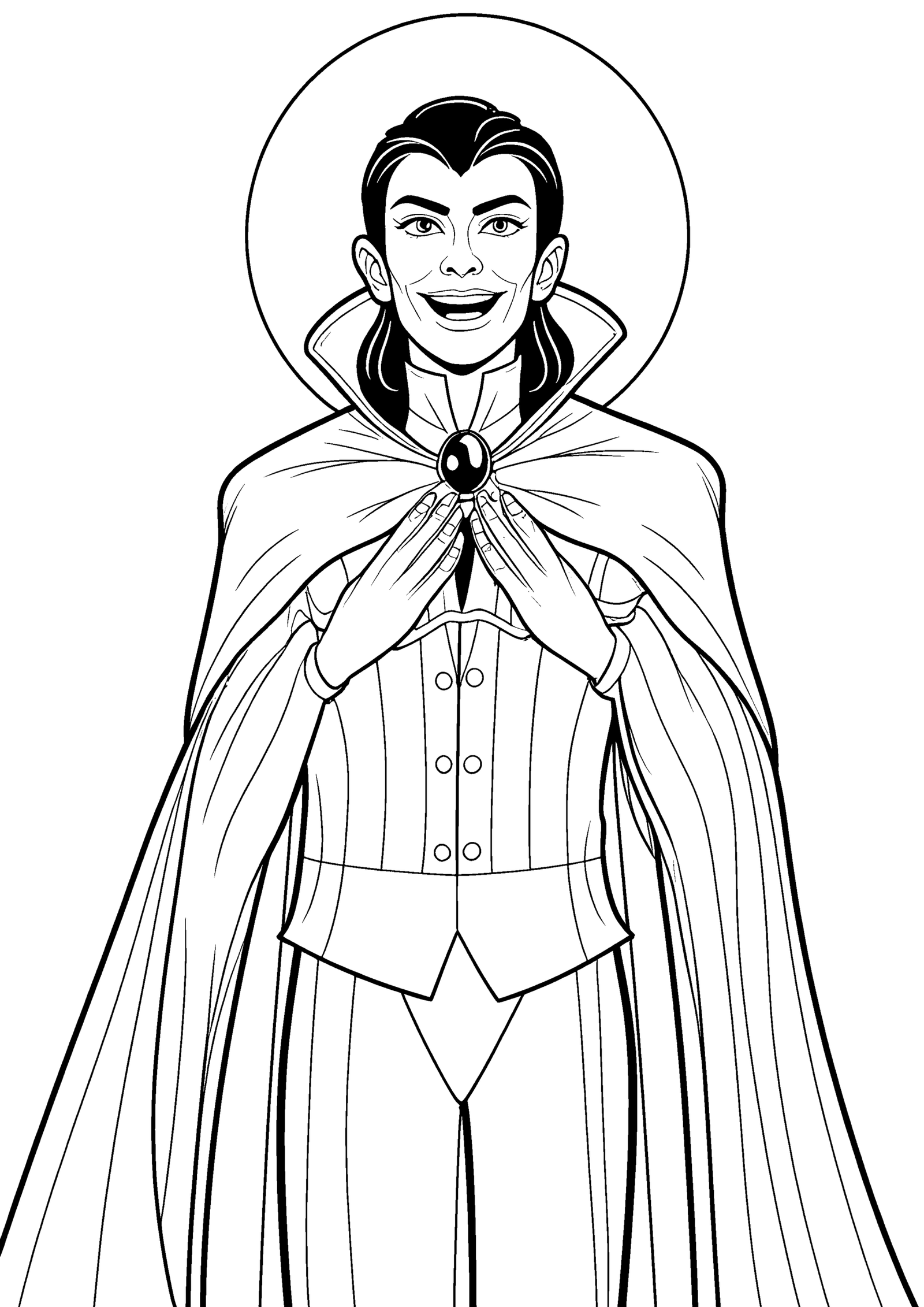 Coloriage Vampire à haut col et broche, variante 2