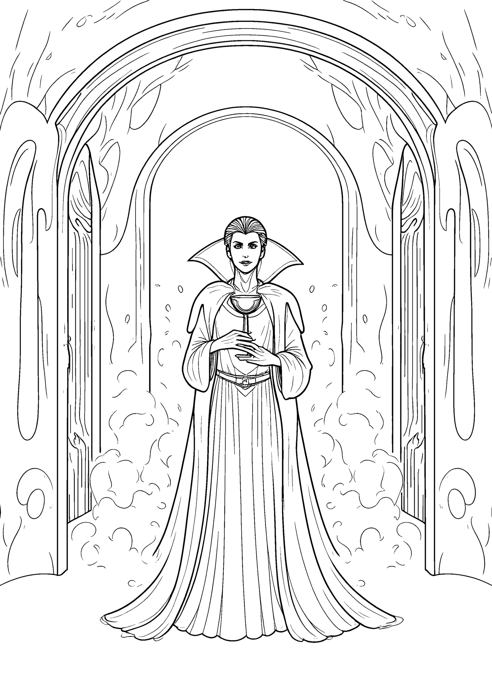 Coloriage Vampire buvant dans un calice à imprimer
