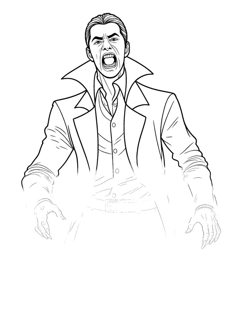 Coloriage Vampire dans la brume épaisse à imprimer gratuitement