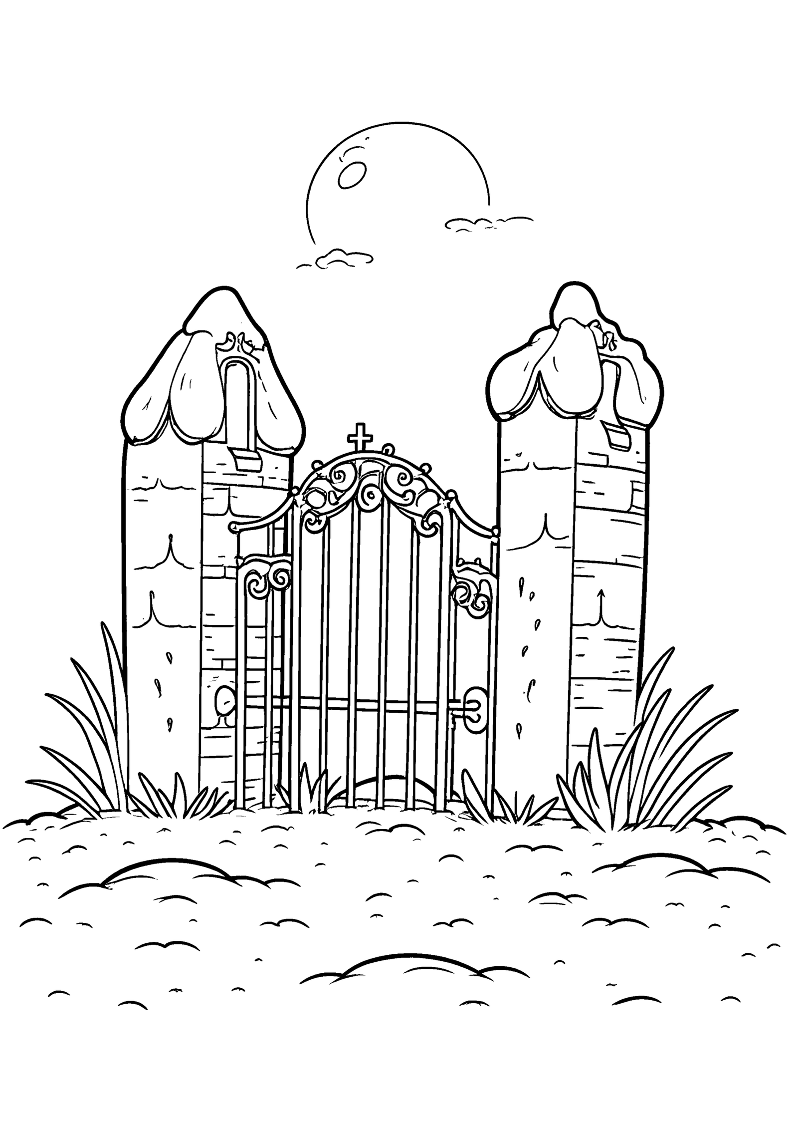 Coloriage Vieux cimetière à imprimer