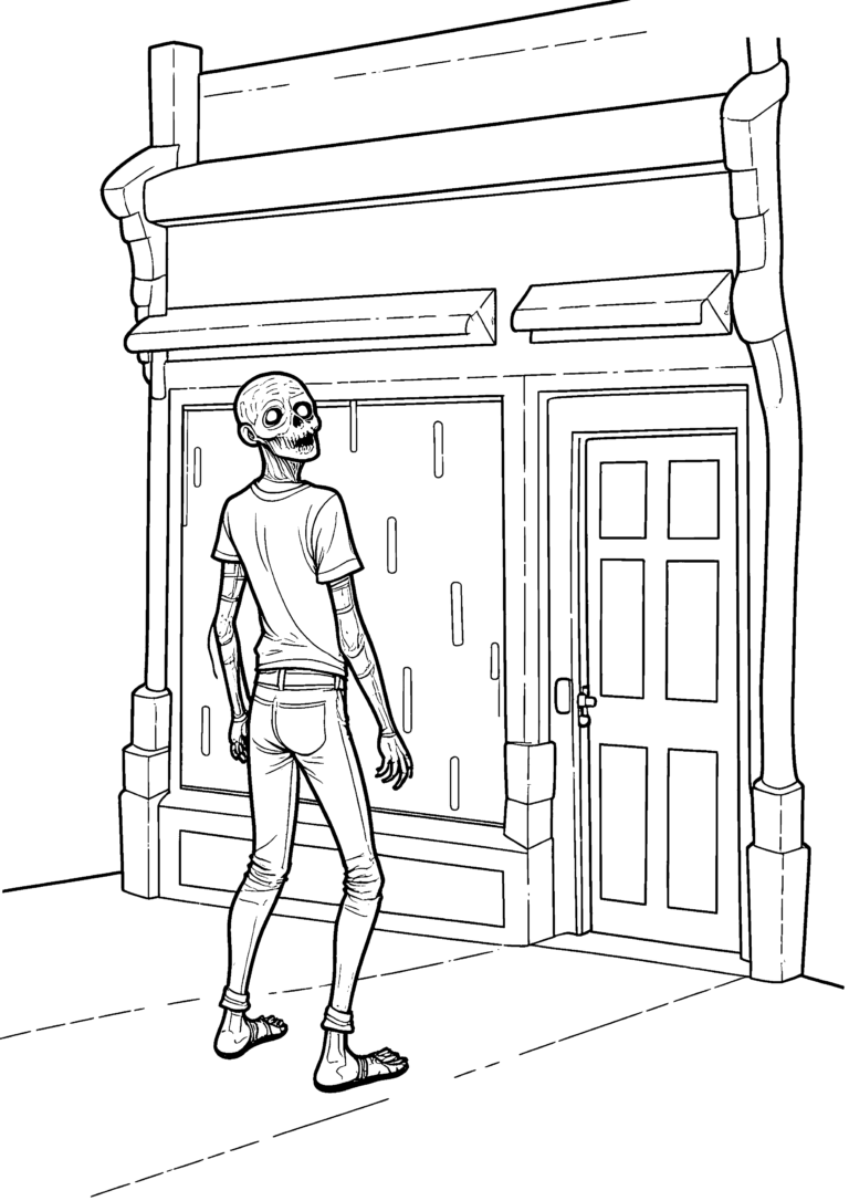 Coloriage Zombie à la lueur des bougies à imprimer gratuitement