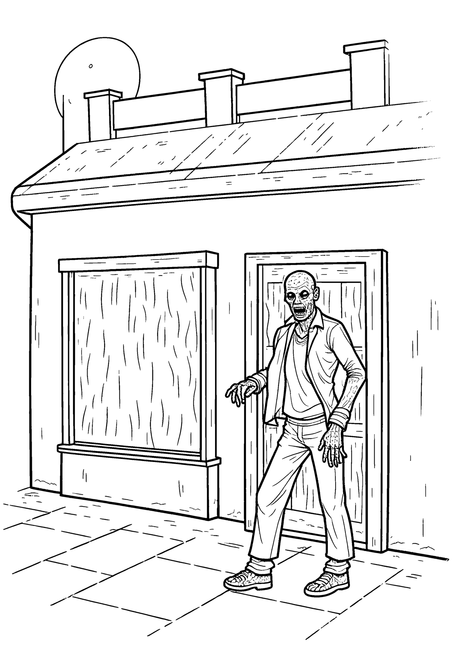 Coloriage Zombie à la porte condamnée à imprimer