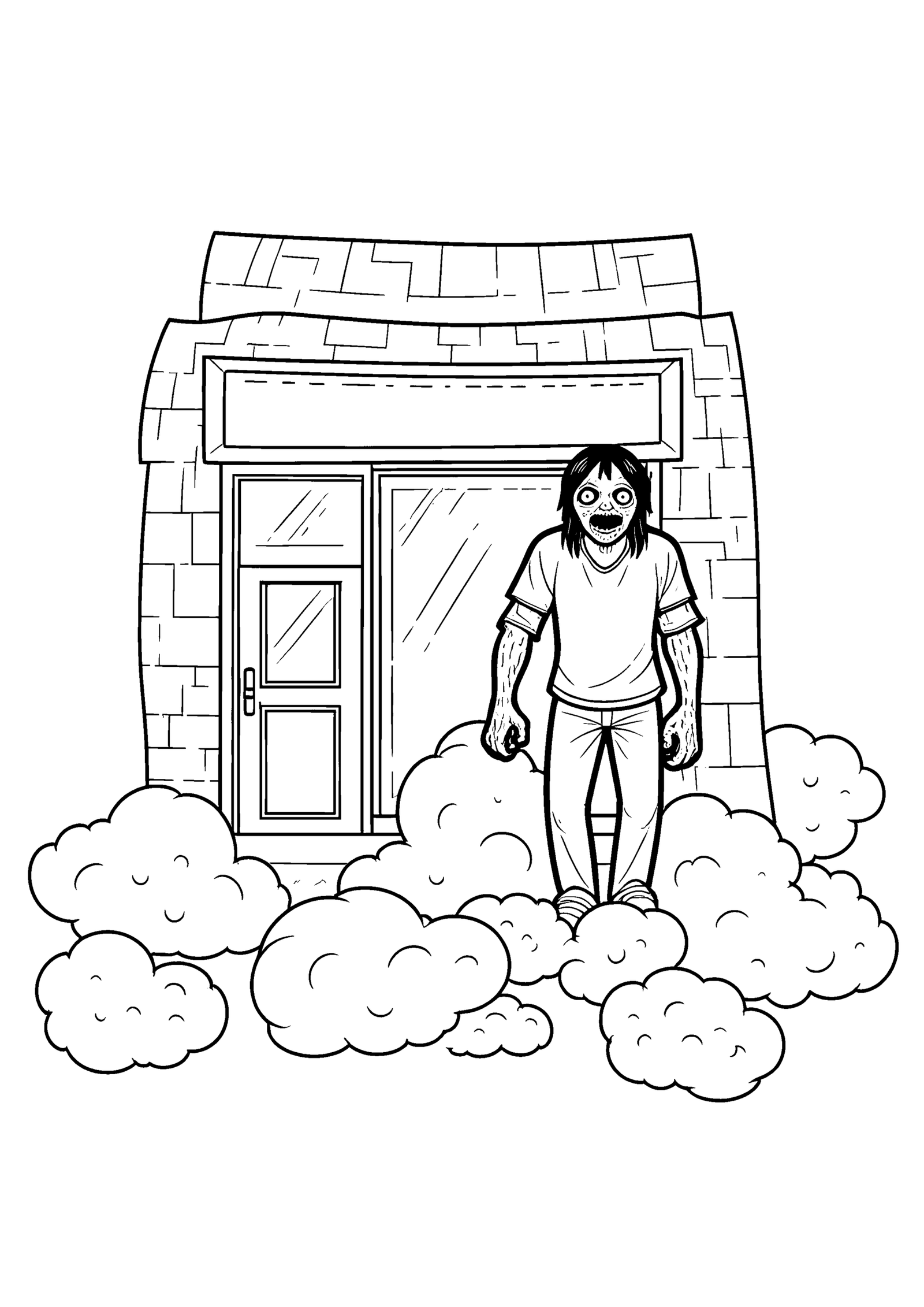 Coloriage Zombie dans la brume épaisse à imprimer