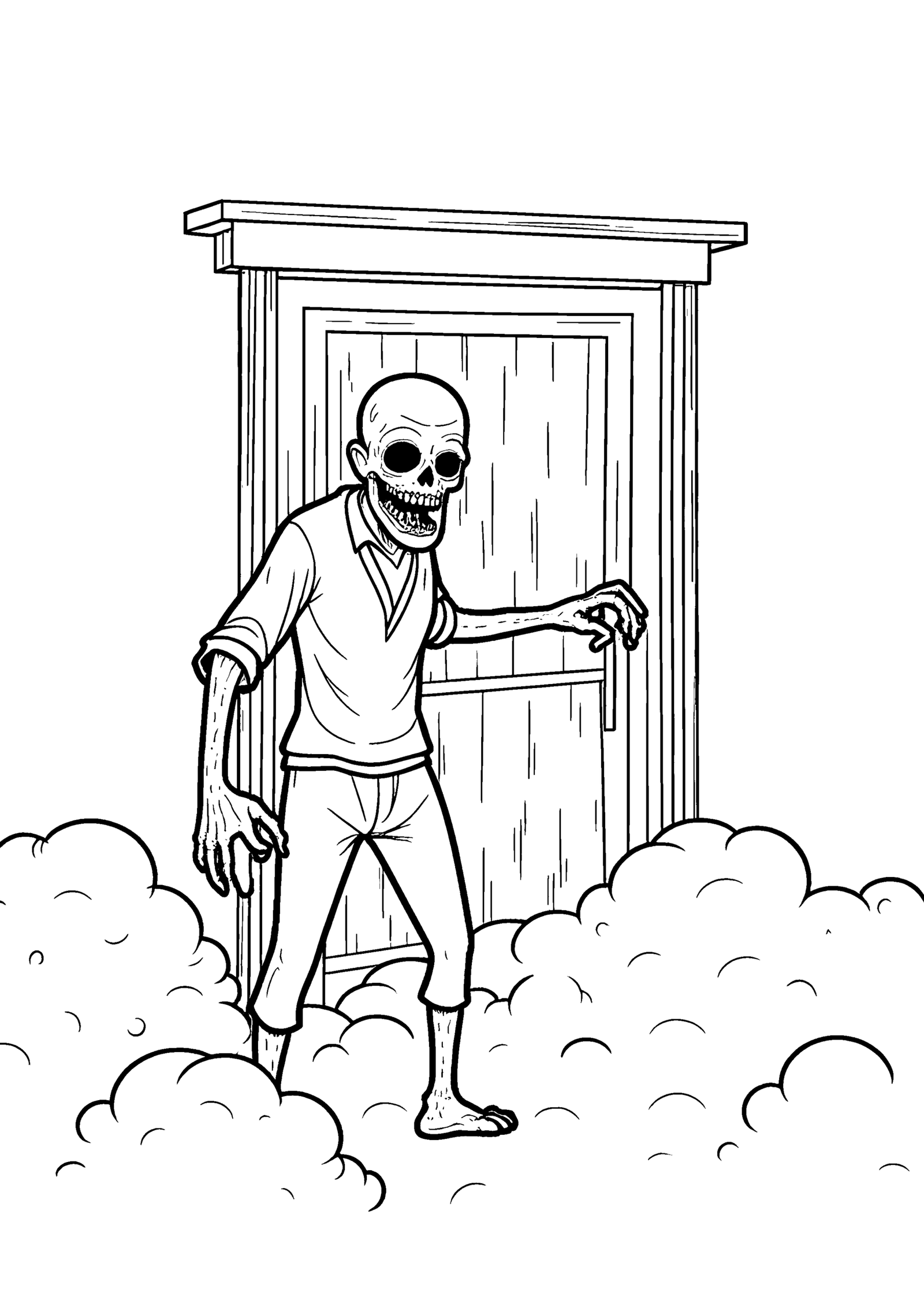 Coloriage Zombie dans la brume épaisse, variante 2