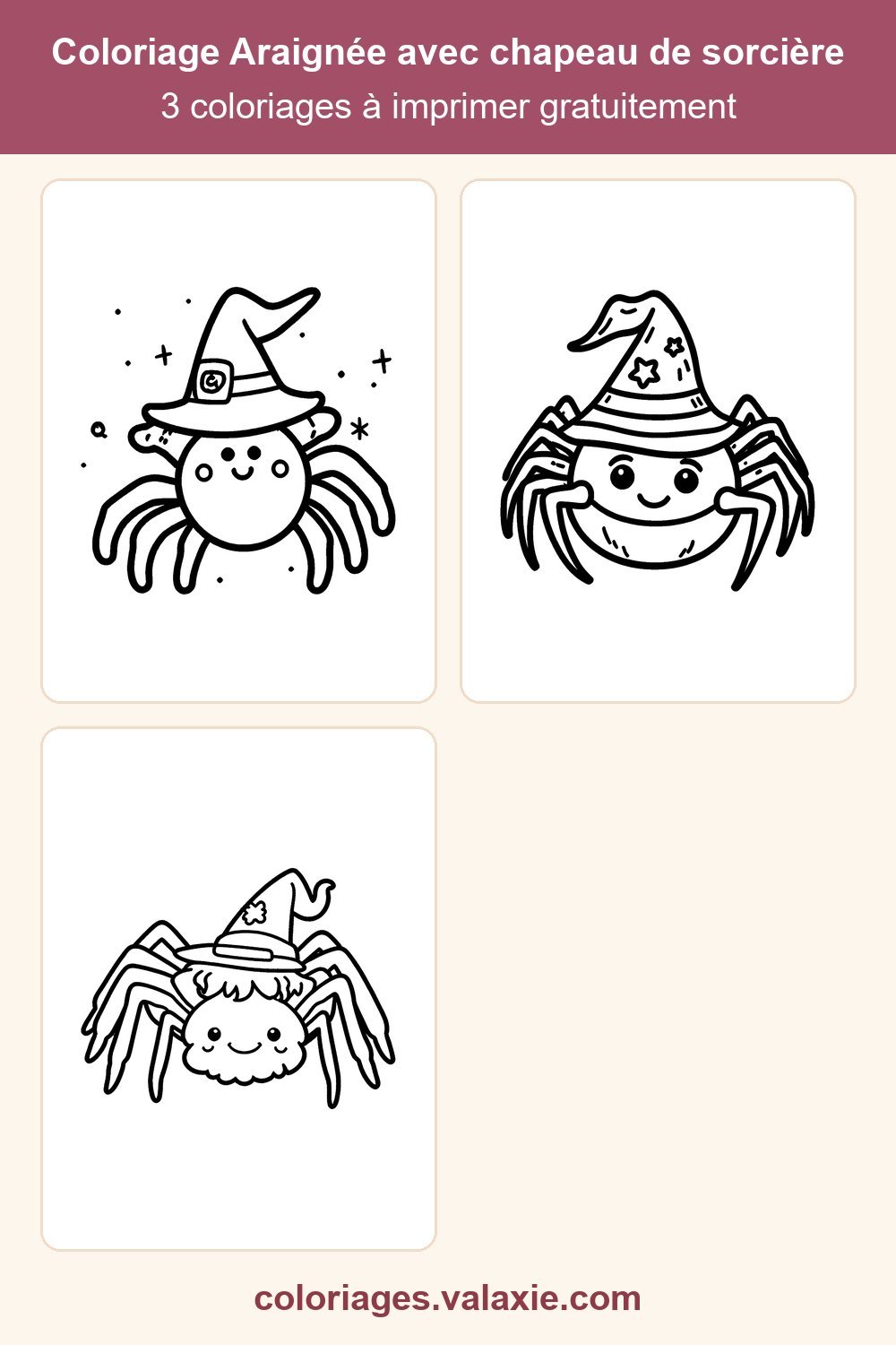 Épingle Pinterest du coloriage Araignée avec chapeau de sorcière