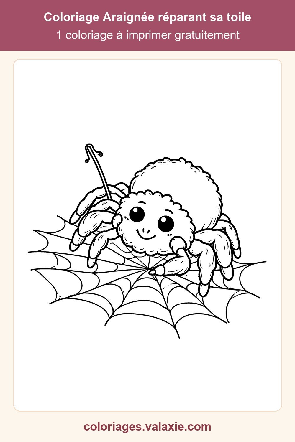 Épingle Pinterest du coloriage Araignée réparant sa toile