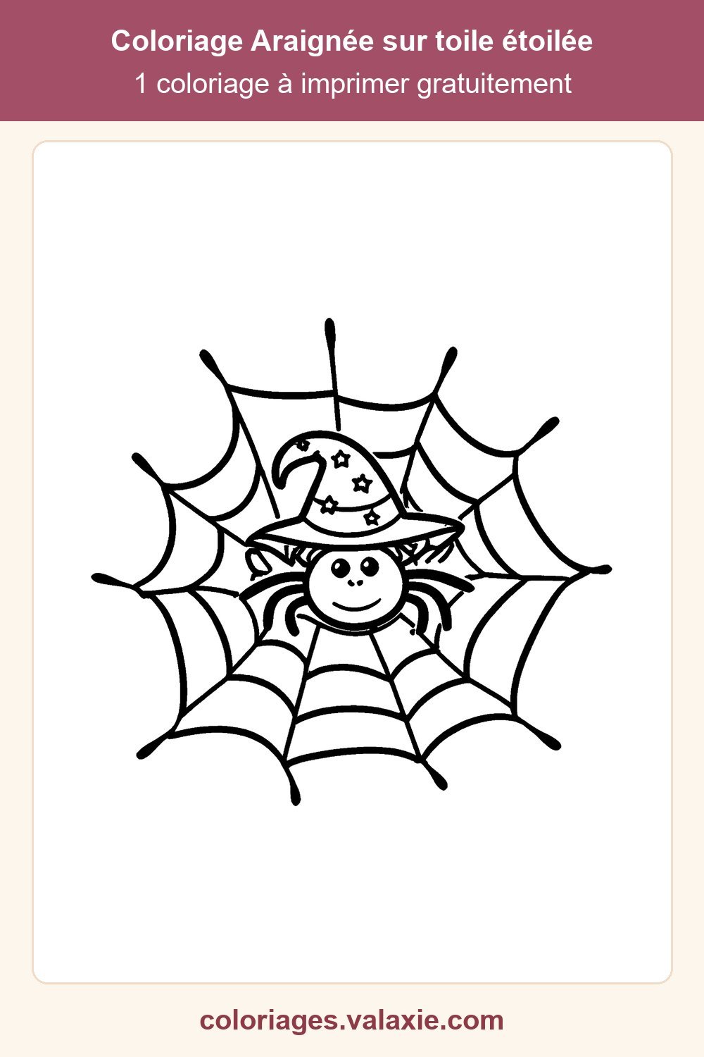 Épingle Pinterest du coloriage Araignée sur toile étoilée
