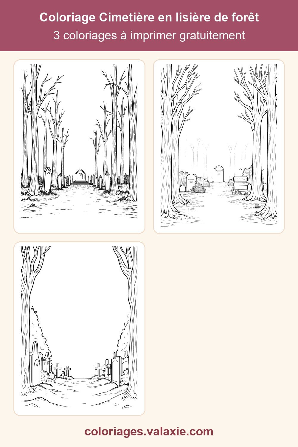 Épingle Pinterest du coloriage Cimetière en lisière de forêt