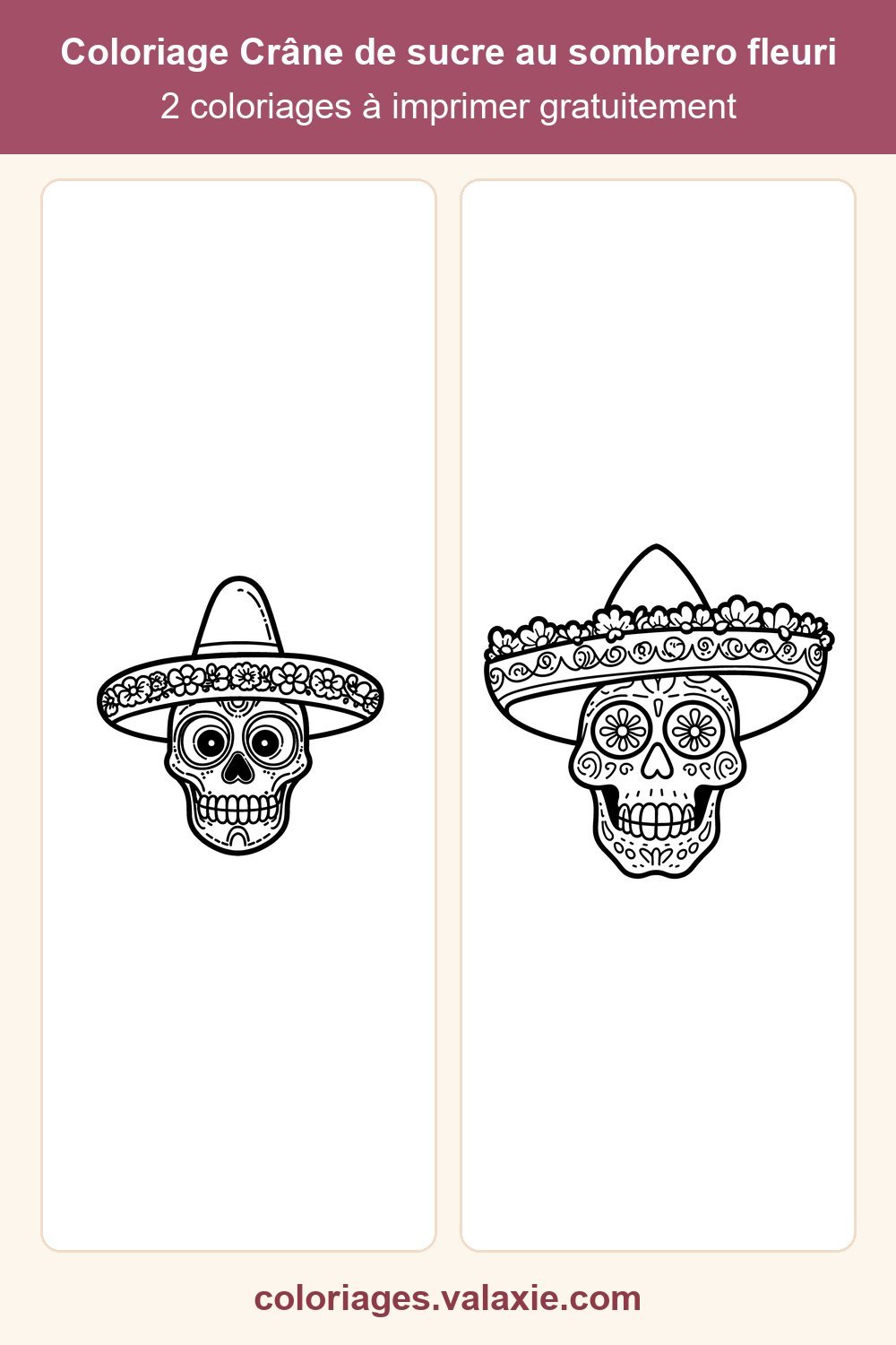 Épingle Pinterest — Crâne de sucre au sombrero fleuri