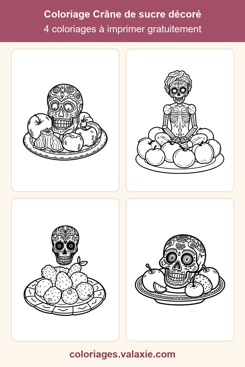 Épingle Pinterest du coloriage Crâne de sucre décoré