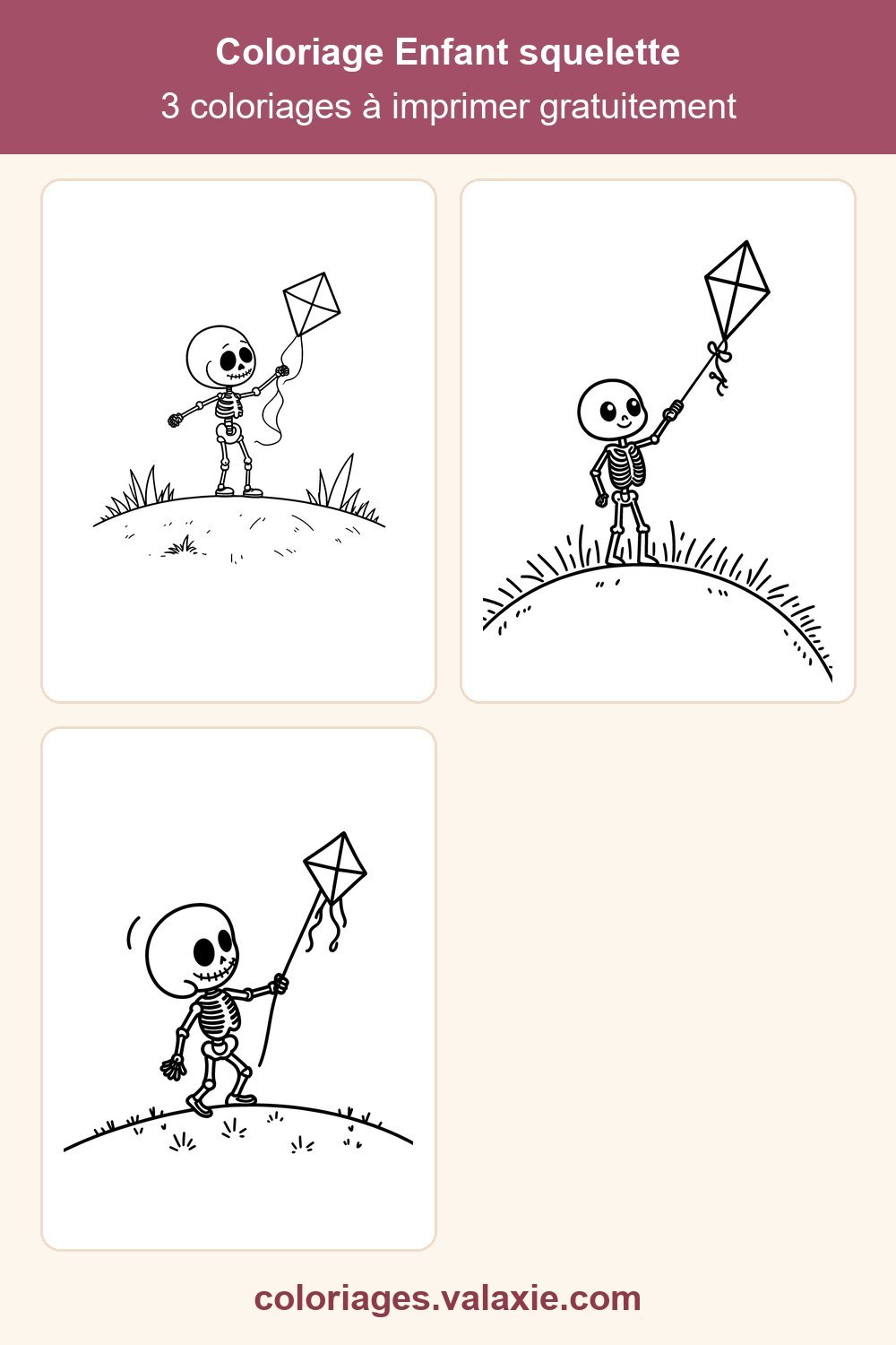 Épingle Pinterest du coloriage Enfant squelette