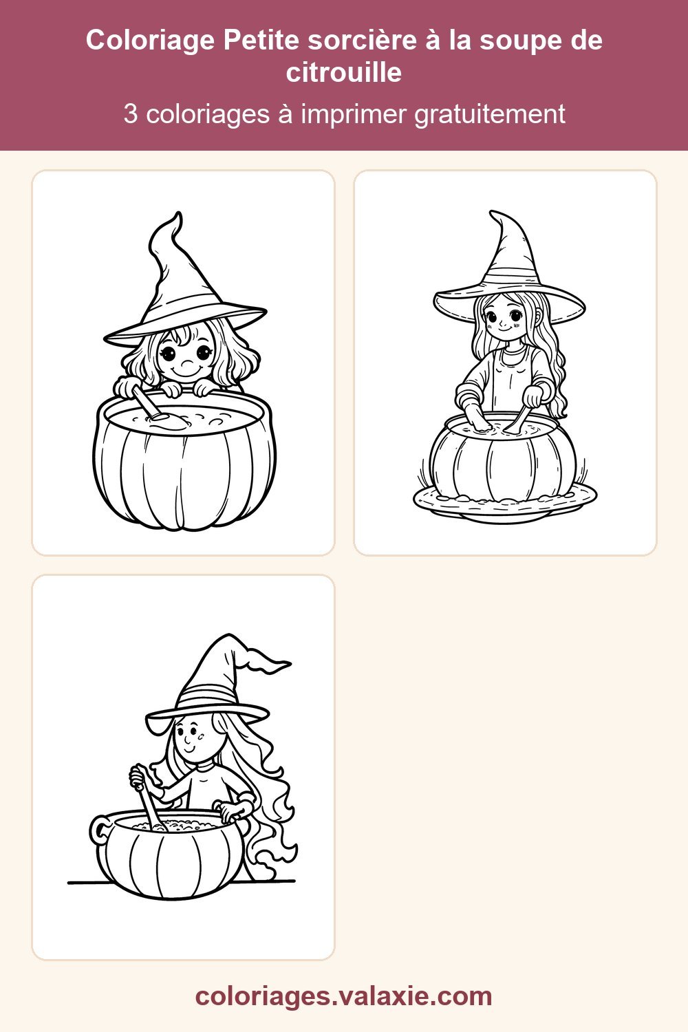 Épingle Pinterest du coloriage Petite sorcière à la soupe de citrouille