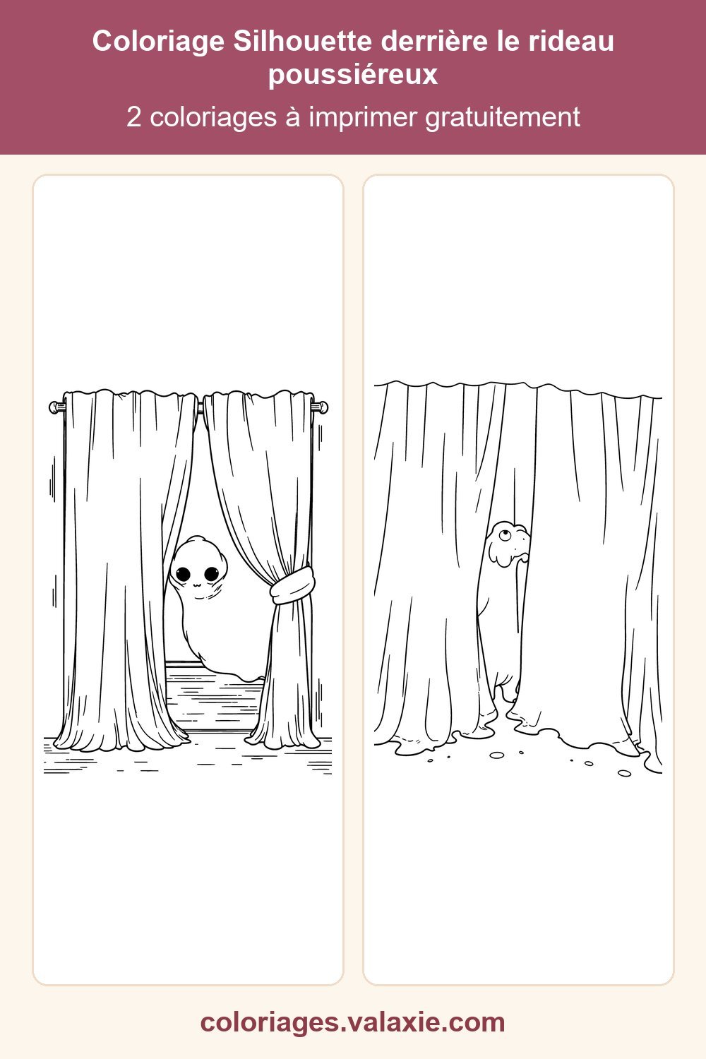 Épingle Pinterest du coloriage Silhouette derrière le rideau poussiéreux
