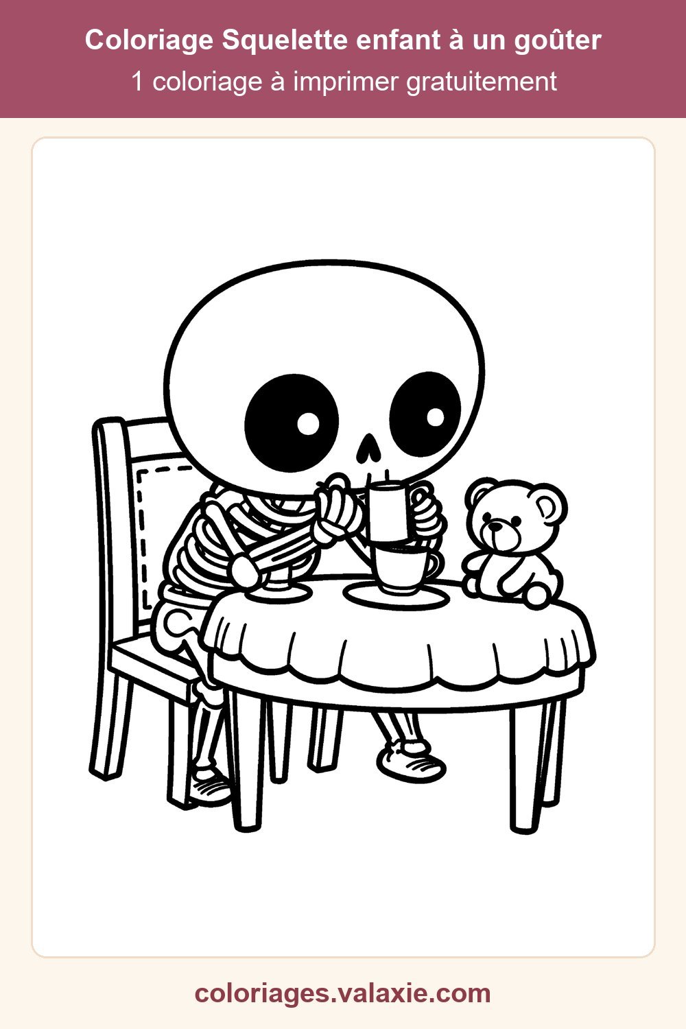 Épingle Pinterest du coloriage Squelette enfant à un goûter