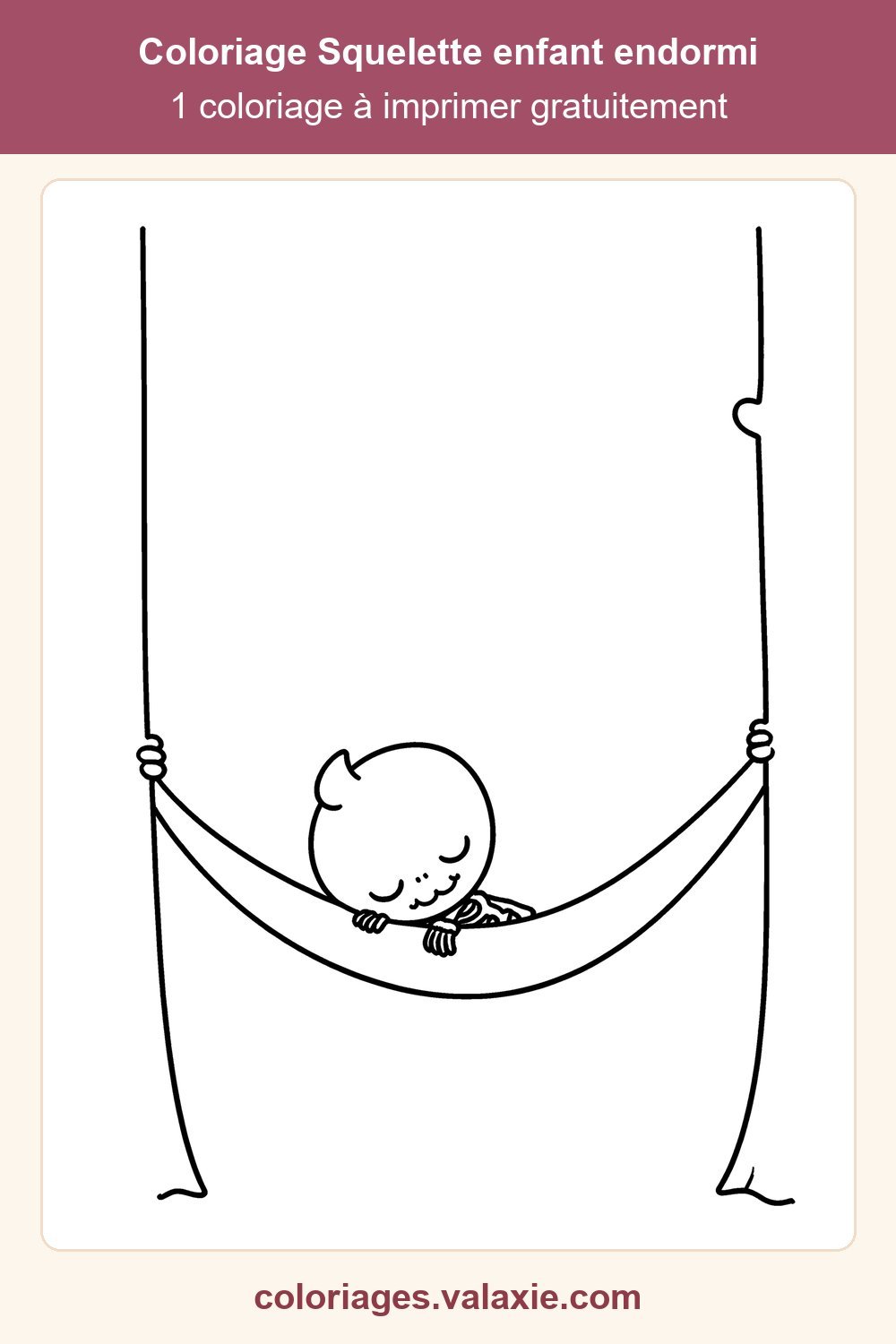 Épingle Pinterest du coloriage Squelette enfant endormi