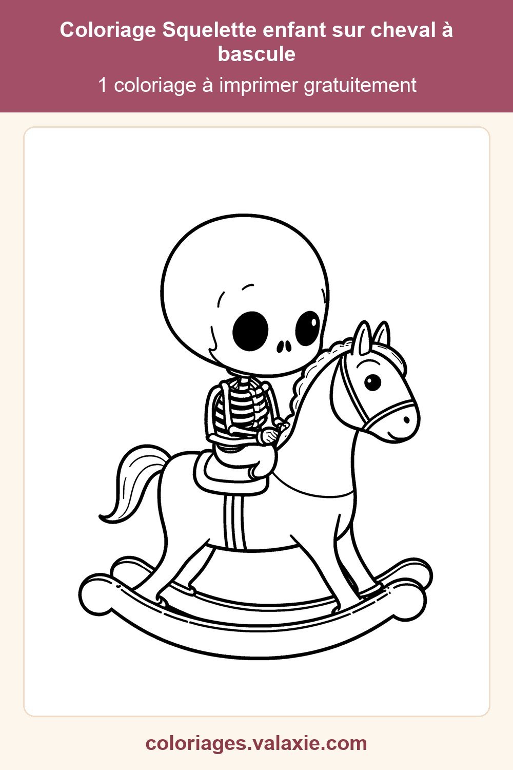 Épingle Pinterest du coloriage Squelette enfant sur cheval à bascule