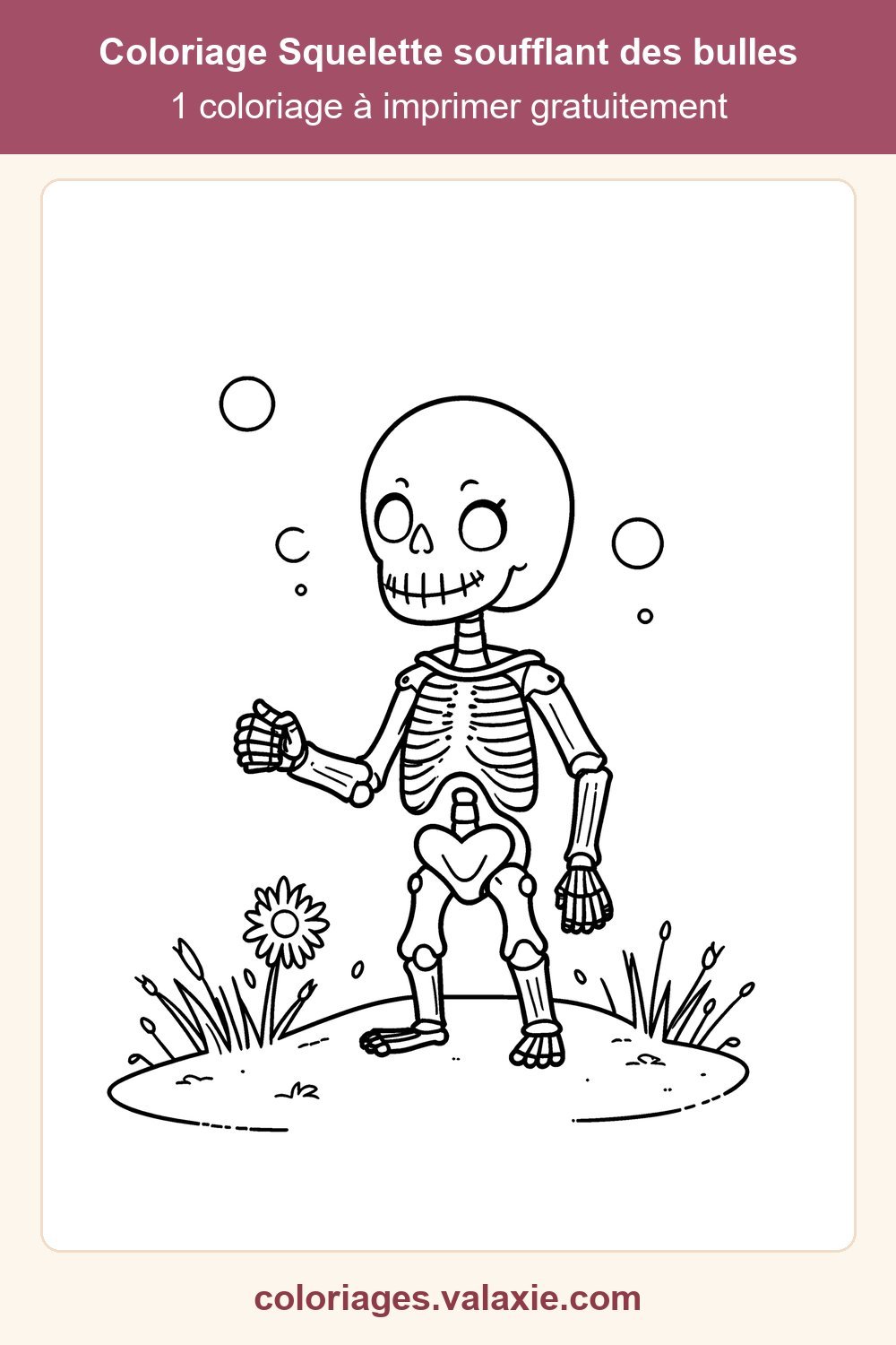 Épingle Pinterest du coloriage Squelette soufflant des bulles