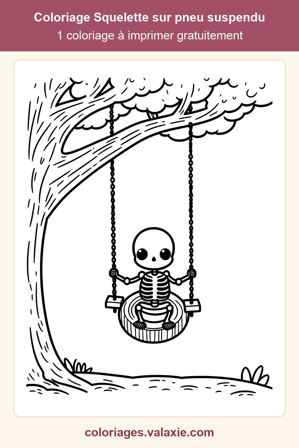 Épingle Pinterest du coloriage Squelette sur pneu suspendu